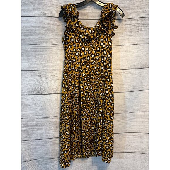 Who What Wear Ruffled Leopard Print Midi Dress XS - Picture 4 of 4